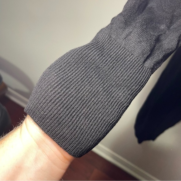 Hudson’s Bay Black Draped Open Cardigan Sweater Women’s minimalist layering in L - Picture 3 of 8